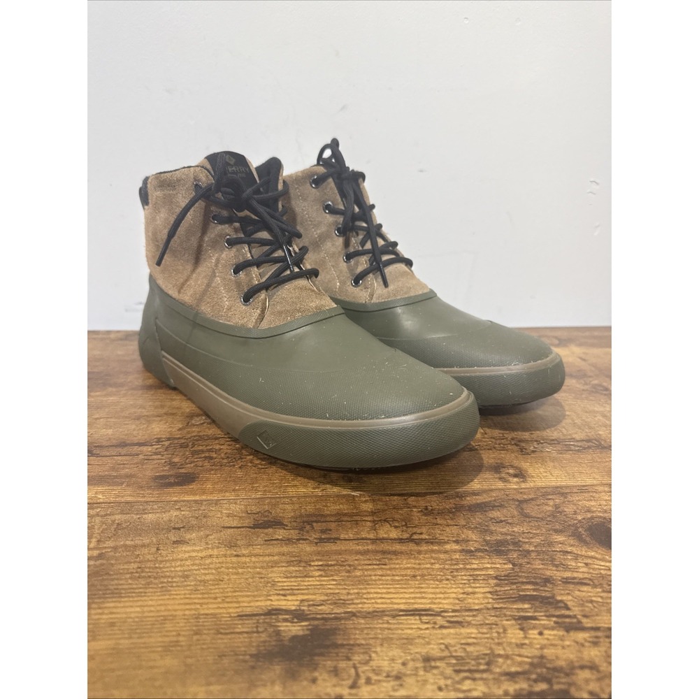 Sperry Men's Duck Boots Leather Upper Lace-Up Ankle Brown/Green US 11